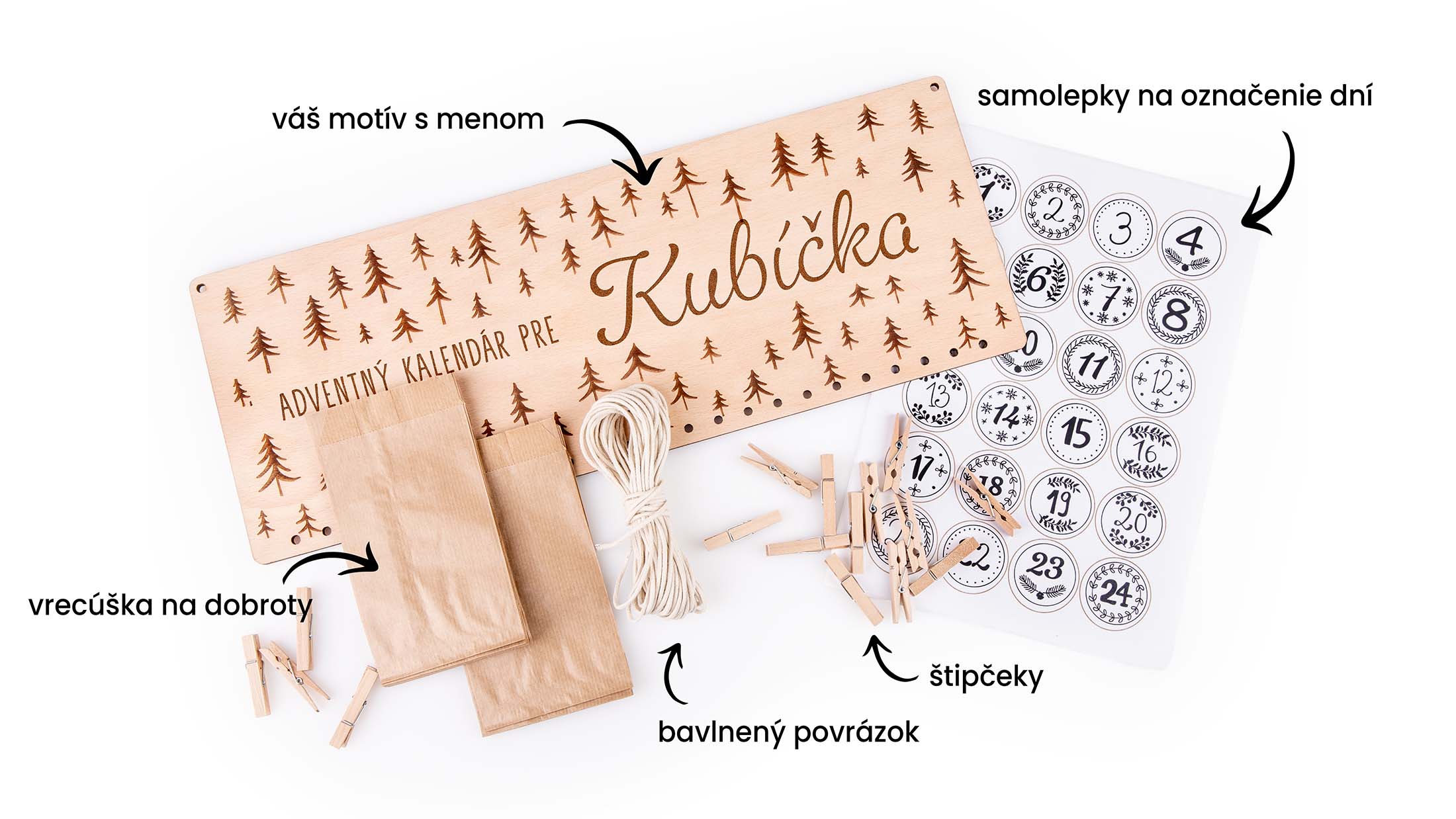 Adventný kalendár s vlastným menom